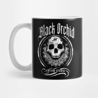 Black orchid mandala Mug